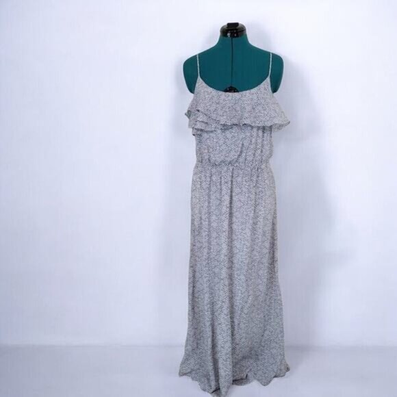 BCBGeneration Zig Zag Black and White Striped Maxi Dress with Ruffled Top - Med - Picture 1 of 9